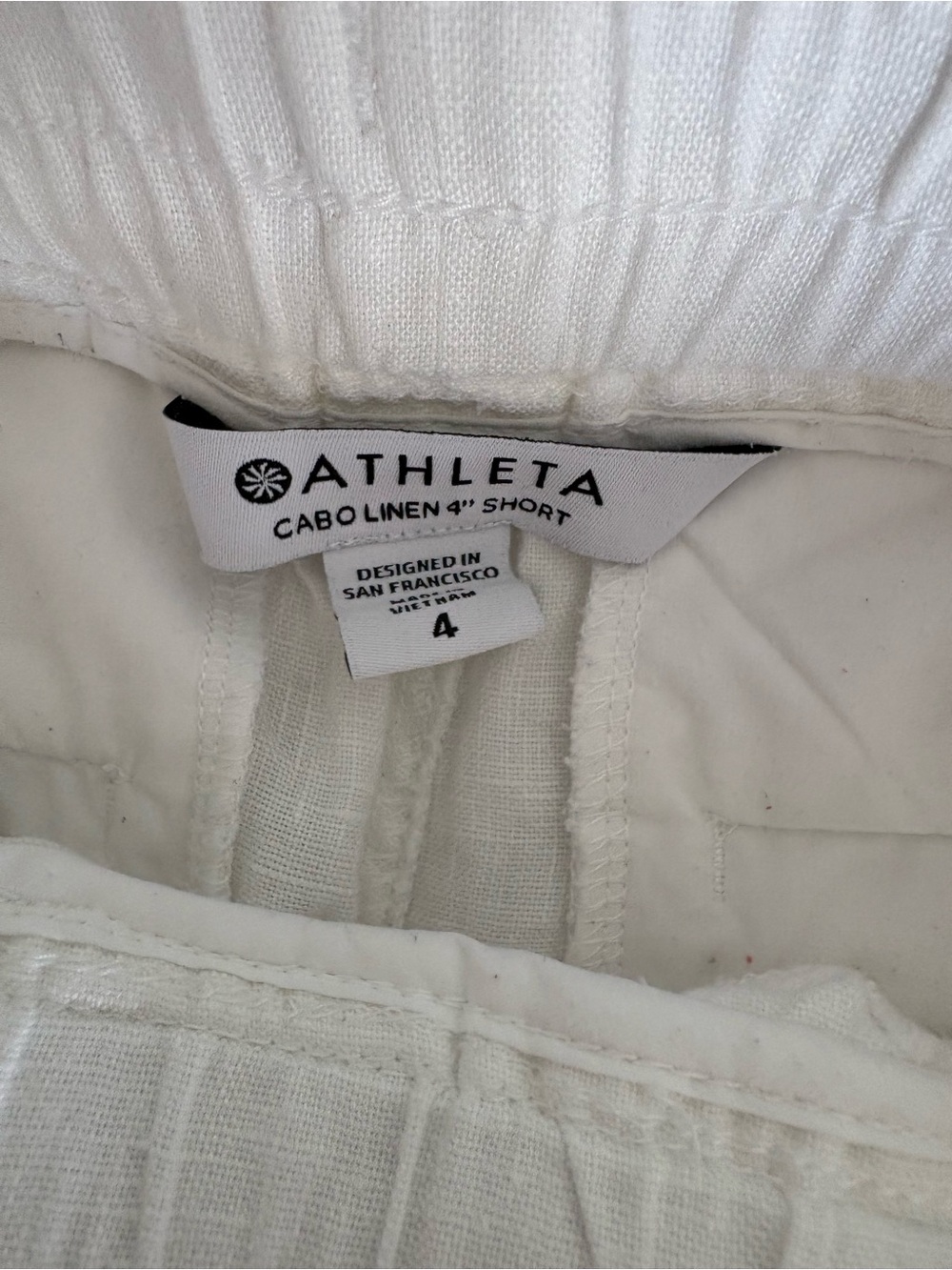 Athleta Cabo Linen White Drawstring Shorts - Picture 2 of 4